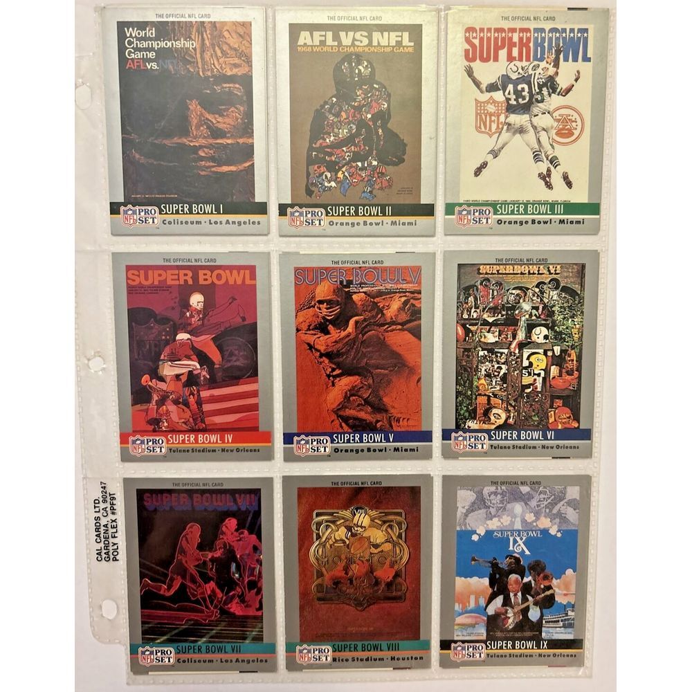 NFL 1990 Pro Set SUPER BOWL PROGRAM COVER SERIES Entire Set #1-#22 , 24